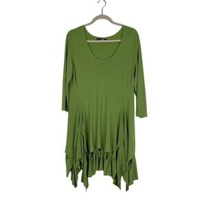 Sympli‎ Womens Asymmetric Ruffle Hem Dress Green Grunge Fairy Festival  Size 10